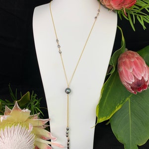 Tahitian pearl necklace — Long drop jewelry • Dainty Keshi • organic and genuine shape • Choose your pearl