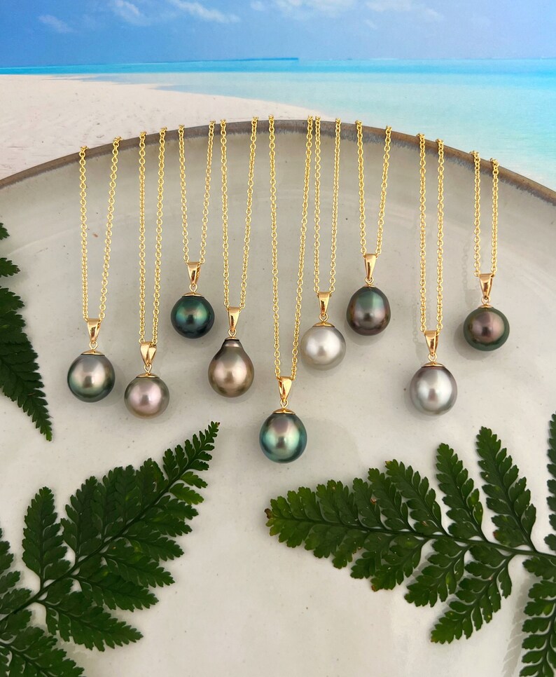 Vibrant Deep Ocean Blue Tahitian Pearl Pendant 18k Solid Gold ...