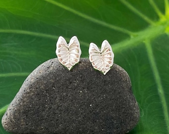 Kalo Leaf Stud Earrings , Taro , Hawaii , Hawaiian Jewelry , hawaiian earrings , kalo earrings , kalo , hawaiian gifts , maui ,leaf earrings