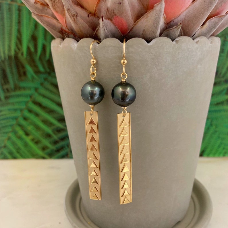 Tahitian Pearl earrings , tahitian pearl , tahitian pearl drop earrings , tahitian pearl jewelry , tahitian pearl jewelry hawaii image 2