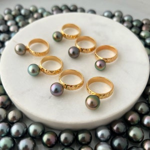 Custom Tahitian Pearl Hammered Ring , tahitian pearl ring , tahitian pearl jewelry , tahitian pearl , Tahitian pearl jewelry hawaii