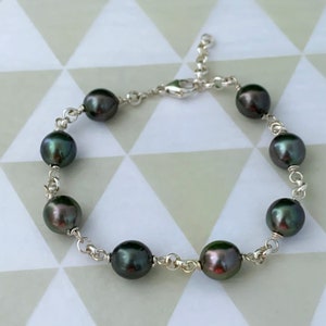 Multicolor Tahitian Pearl link Bracelet , tahitian pearl , tahitian pearl bracelet , tahitian pearl jewelry hawaii , tahitian pearl jewelry