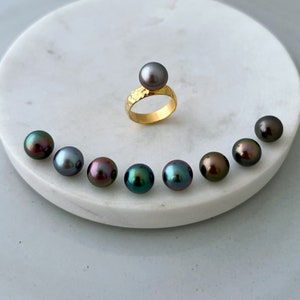 Tahitian pearl ring DOORBUSTER Black tahitian pearl ring Tahitian pearl jewelry Hawaii made jewelry Black tahiti pearls Authentic pearls