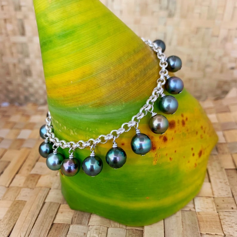 Tahitian Pearl Charm Bracelet Tahitian pearl bracelet | Etsy