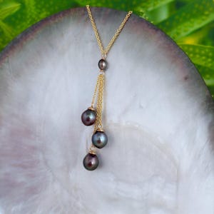 Colorful Tahitian Pearl and Keshi Necklace Gold filled • made in Hawaii • Natural gemstone jewelry