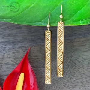 Hawaii Ohrringe Bar Lauhala Ohrringe Hawaii inspiriert Hawaii Schmuck Ohrringe Hawaii Schmuck Hawaii Schmuck 14k Vermeil geschnitzte Ohrringe