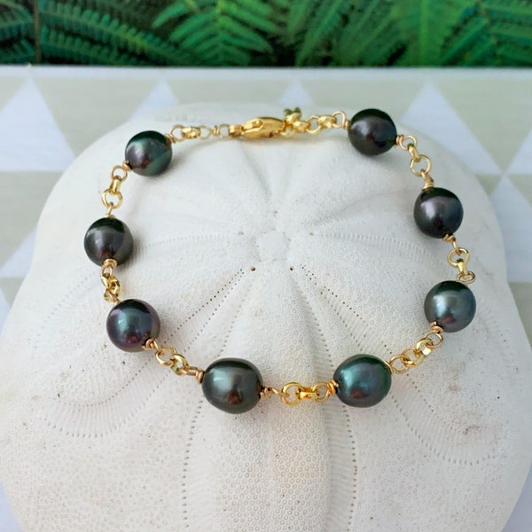 Tahitian Pearl link Bracelet , Tahitian Pearl Jewelry , Tahitian pearl bracelet , tahitian pearl , tahitian pearl jewelry hawaii