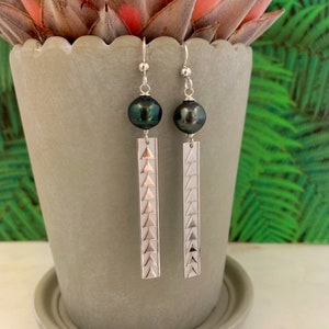 Tahitian Pearl earrings , tahitian pearl , tahitian pearl drop earrings , tahitian pearl jewelry , tahitian pearl jewelry hawaii sterling silver