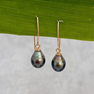 DOORBUSTER Tahitian Pearl Dangle Earrings • Gold filled and sterling silver hooks • Marquise Style