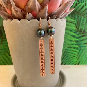 Tahitian Pearl earrings , tahitian pearl , tahitian pearl drop earrings , tahitian pearl jewelry , tahitian pearl jewelry hawaii Rose gold vermeil