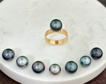Tahitian Pearl Ring • Polynesian Triangle Design • Customizable Pearl Selection