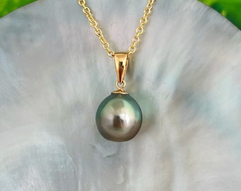 Flawless Pastel Teal Pink Tahitian Pearl Pendant 18k gold , tahitian pearl necklace , tahitian pearl jewelry