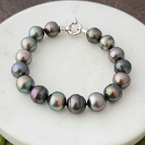 Lustrous Multicolor Tahitian Pearl Strand Bracelet , tahitian pearl bracelet  , Tahitian pearl jewelry , perle de tahiti
