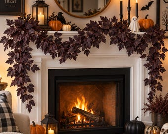 Guirlande de pruniers Cimicifuga tissée à la main, décoration d'Halloween de style ferme de 1,8 m
