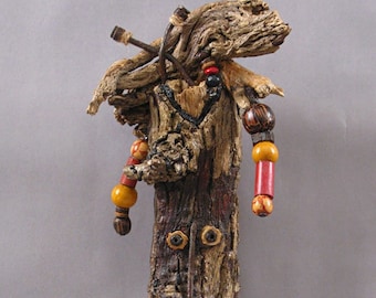 Driftwood Mask Sculpture - Obi