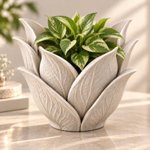 Modern hyacintblomkruka 3D STL-fil | Texturerad blommig växtbehållare | Utskrivbar suckulentplanter digital nedladdning för 3D-utskrift