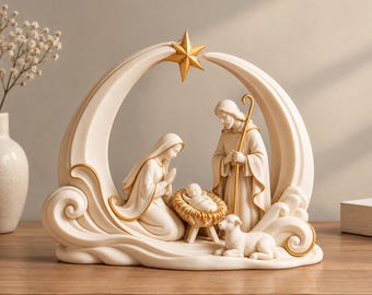 Nativity Scene | Holy Family Christmas Decor | Minimalist Modern Nativity Set | 3D STL File - Digital Download