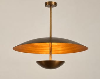 Handmade Brass Dome Chandelier - Mid-Century Modern Pendant Light