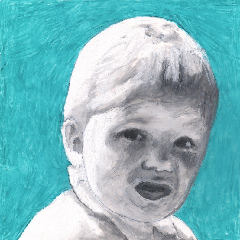 Framed Original Oil Pastel Portrait Art with Matt 198365 of 365 Project 2017-7x7 in 9.5x9.5 frame