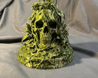 Green Rainforest Skull Sculpture, Botanical Gothic Décor