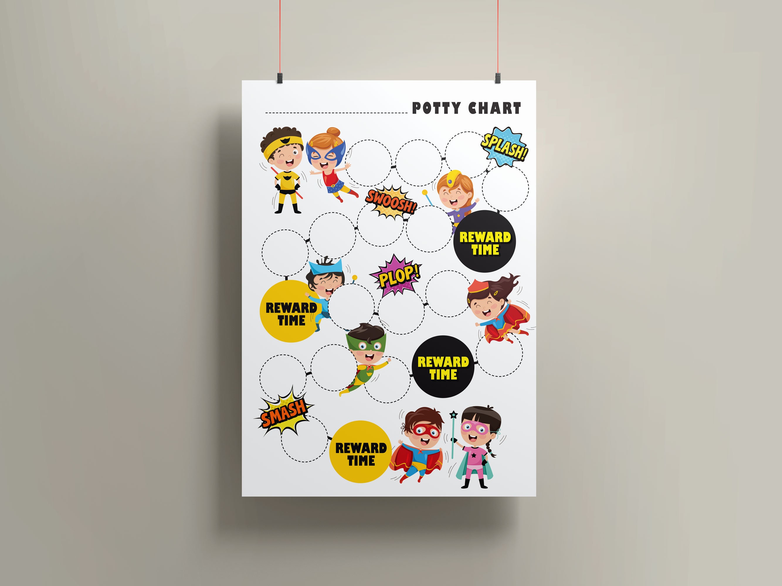 Superhero Potty Chart, Printable, Hero, Cartoon, Toilet Training - Etsy
