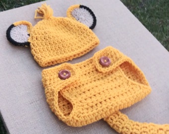 Lion hat and diaper cover set, Simba baby crochet outfit, the lion king  baby costume, baby lion photo prop, baby lion cub outfit, baby lion