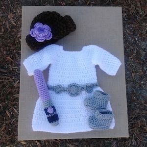 Crochet Princess Outfit/newborn white dress/Newborn Photo Prop/princess Baby Girl/Halloween Dress/Princess Inspired Costume image 2