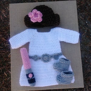 Crochet Princess Leia Outfit/Star Wars dress/Newborn Photo Prop/Star wars Baby Girl/Star Wars/Halloween Dress/Princess Leia Inspired Costume