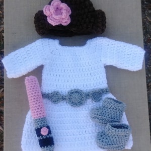 Crochet Princess Outfit/newborn white dress/Newborn Photo Prop/princess Baby Girl/Halloween Dress/Princess Inspired Costume image 7