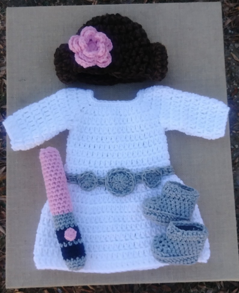 Crochet Princess Outfit/newborn white dress/Newborn Photo Prop/princess Baby Girl/Halloween Dress/Princess Inspired Costume image 7