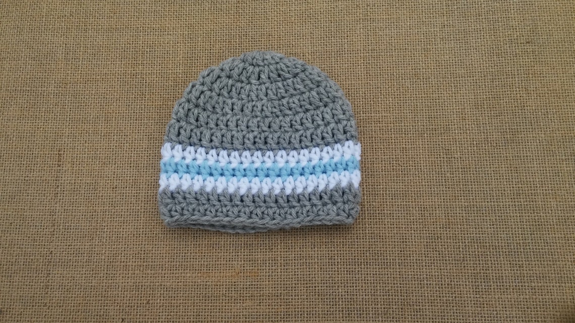 Handmade Crochet BABY BOY Striped HAT Newborn Boy Beanie Etsy