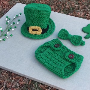 Saint Patrick's day outfit, newborn photo prop, Leprechaun hat, Leprechaun costume, Baby outfit crochet, baby leprechaun outfit, newborn hat