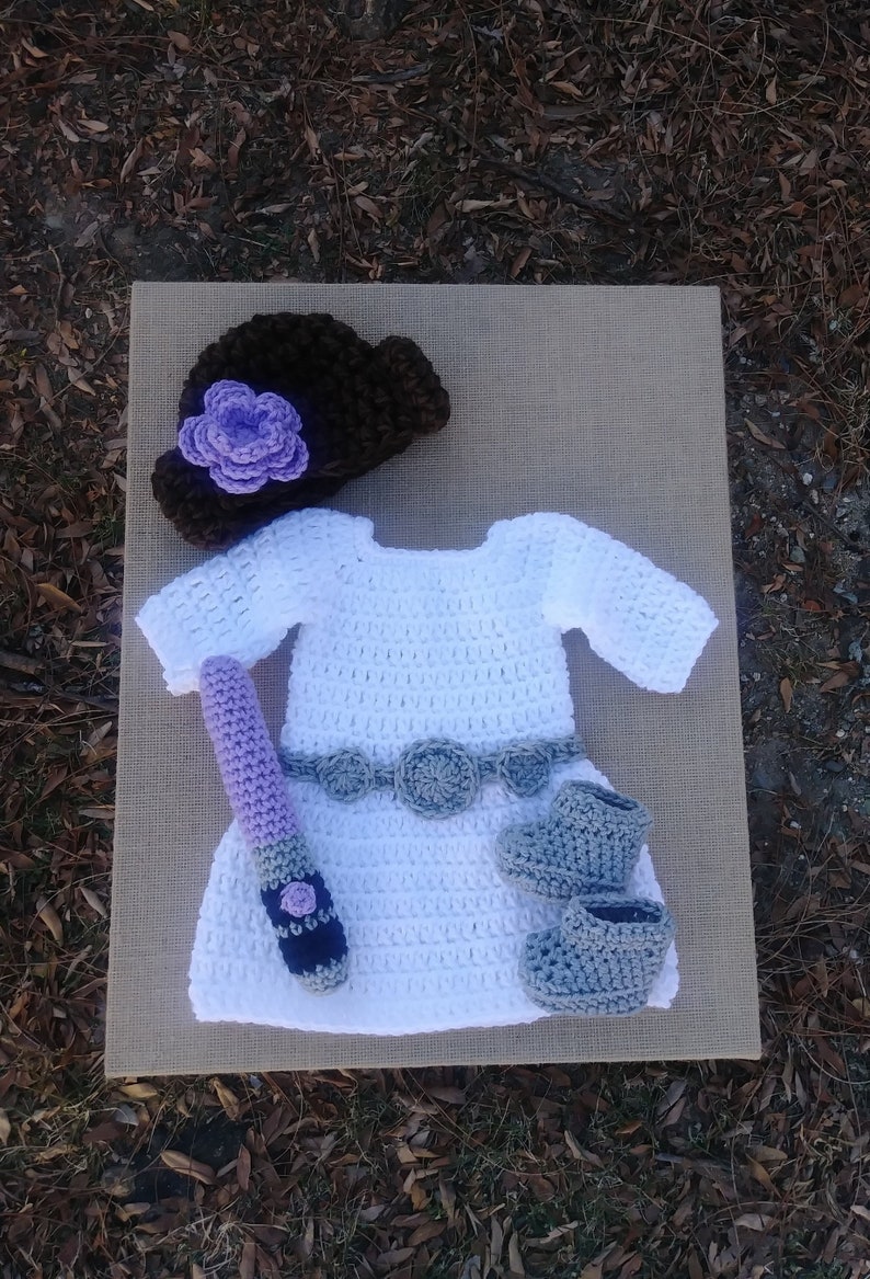 Crochet Princess Outfit/newborn white dress/Newborn Photo Prop/princess Baby Girl/Halloween Dress/Princess Inspired Costume image 2