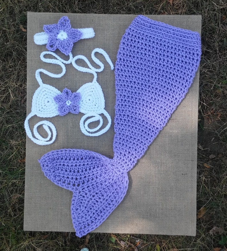 HANDMADE CROCHETED MERMAID tail outfit newborn mermaid set photo prop baby lavender purple mermaid tail baby mermaid costume,mermaid outfit