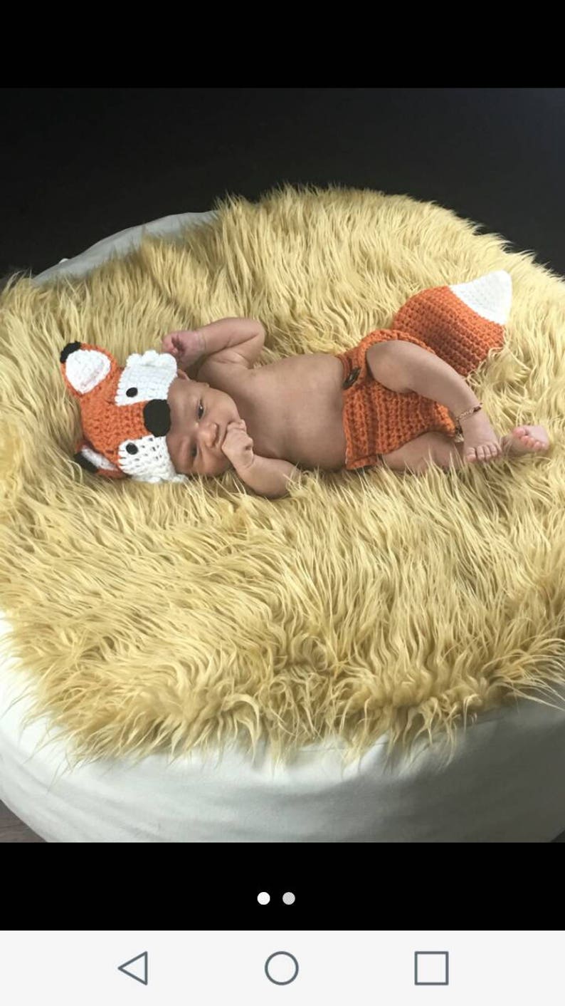 Baby fox hat, Crochet fox Hat and Diaper Cover, newborn Fox Hat, baby Fox Outfit, Newborn Photo Prop, Baby Gift image 7
