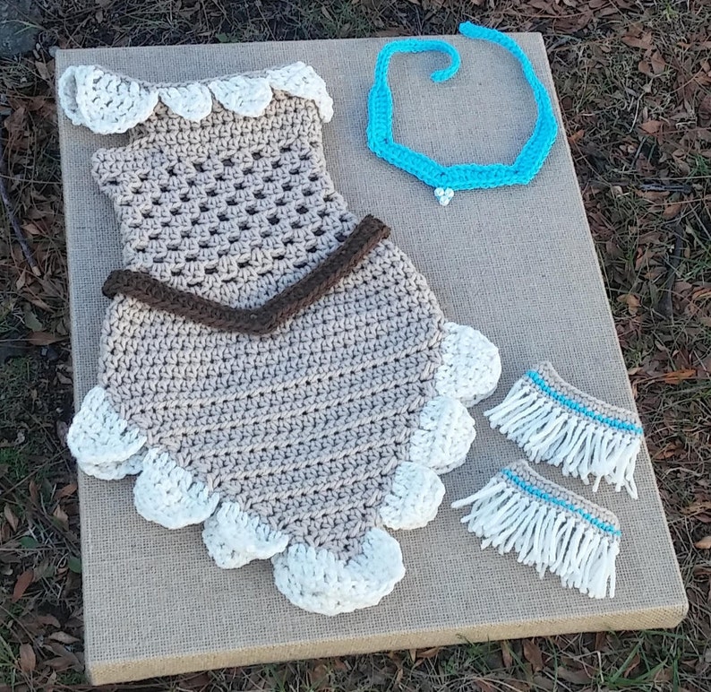 Indian princess costume disney princess dress crochet princess outfit Pocahontas inspiried costume infant photo prop baby photo prop