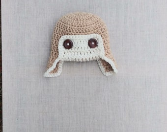 Newborn aviator hat, baby crochet hat, baby pilot hat, baby girl hat, baby boy aviator hat, crochet bomber hat, flyer hat, photo prop,