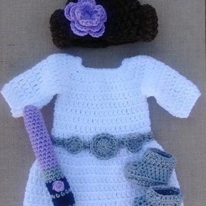 Crochet Princess Outfit/newborn white dress/Newborn Photo Prop/princess Baby Girl/Halloween Dress/Princess Inspired Costume image 3