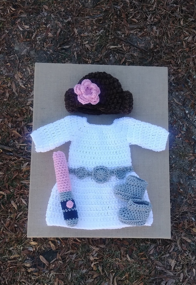 Crochet Princess Outfit/newborn white dress/Newborn Photo Prop/princess Baby Girl/Halloween Dress/Princess Inspired Costume image 6