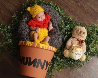 Crochet Winnie the Pooh Set newborn pooh bear hat baby disney outfit infant winnie the pooh costume bear hat baby shower gift photo prop