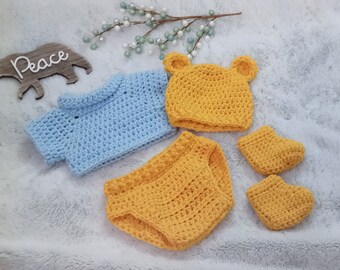 Crochet Winnie the Pooh Set - Newborn Baby Costume, Photo Prop