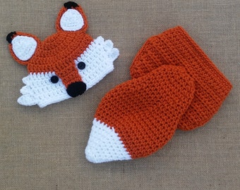 Crochet fox Hat and Diaper Cover, newborn Fox Hat, baby Fox Outfit, Newborn Photo Prop, Baby Gift