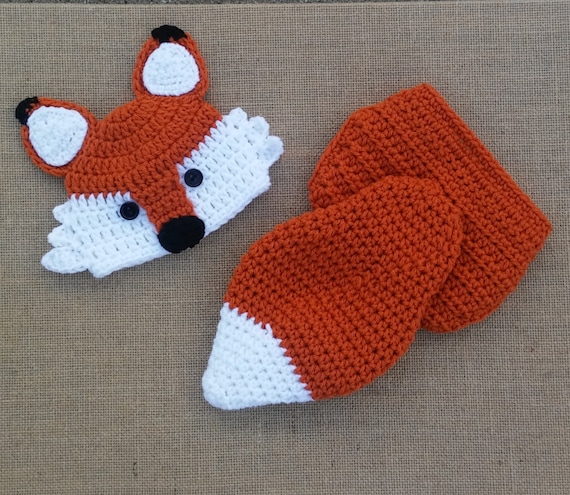 Baby Fox Hat Crochet Fox Hat and Diaper 