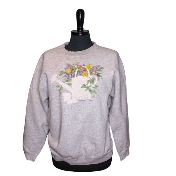 Vintage Lee Flowers Watering Can Sweatshirt Pullo… - image 1