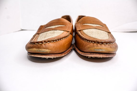 Vintage Cole Haan Loafers Brown Leather and Fabri… - image 4