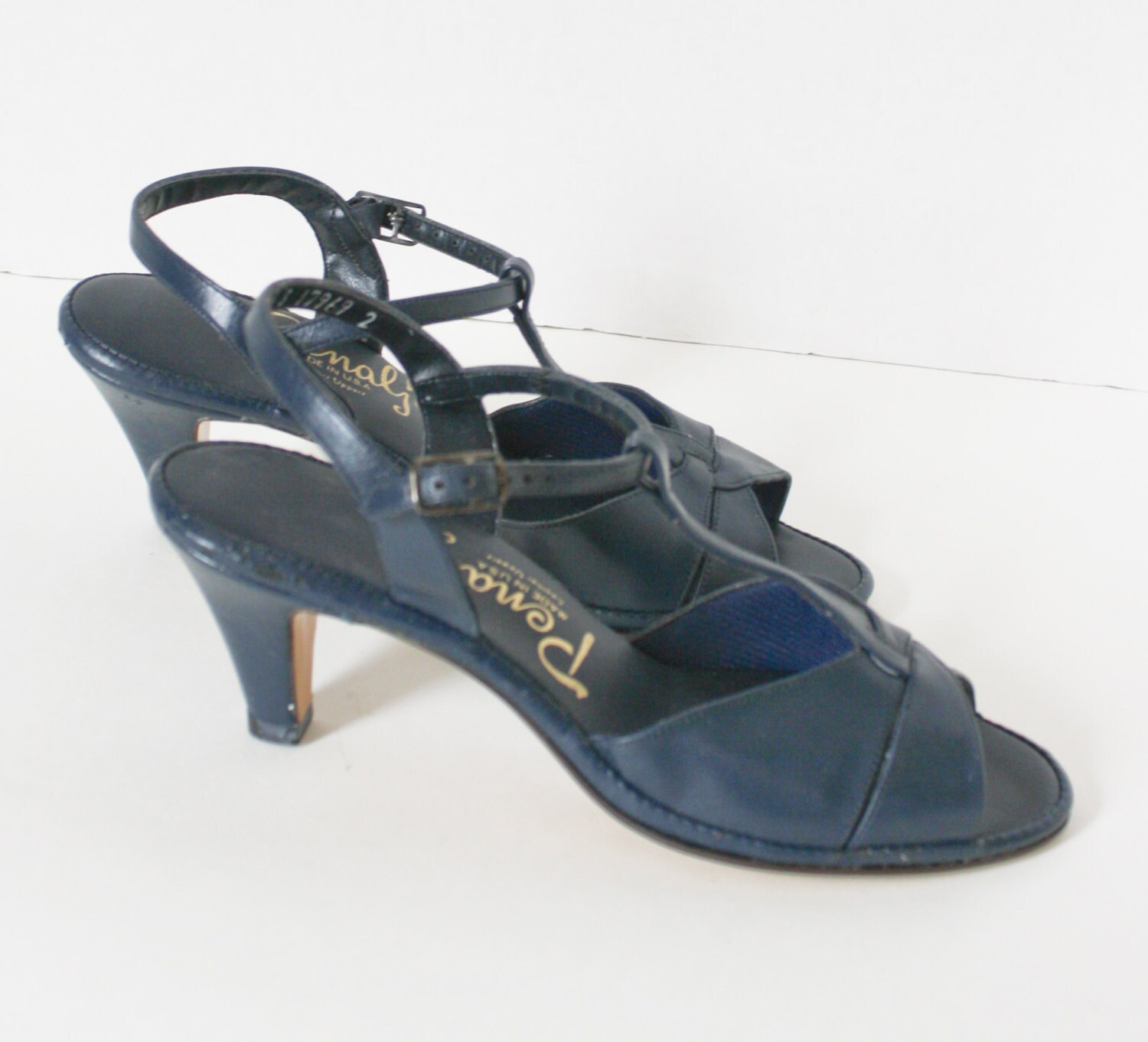 navy blue t strap sandals
