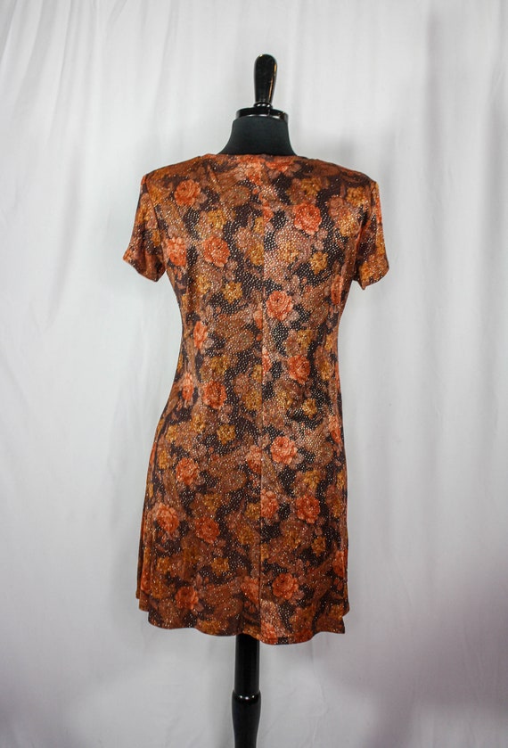 Vintage 90s Citi Dress Glitter Mini Dress Floral … - image 4