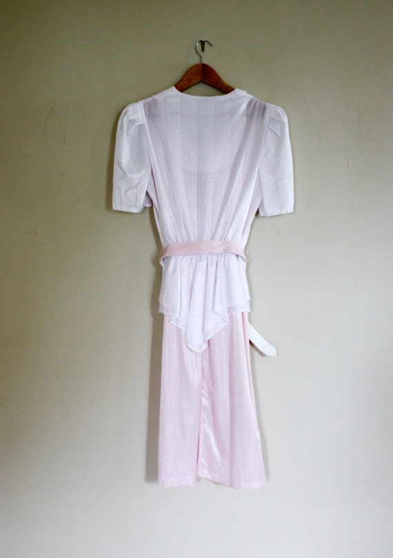 Vintage 1980s Dress Pastel Pink and White Pea Pat… - image 3