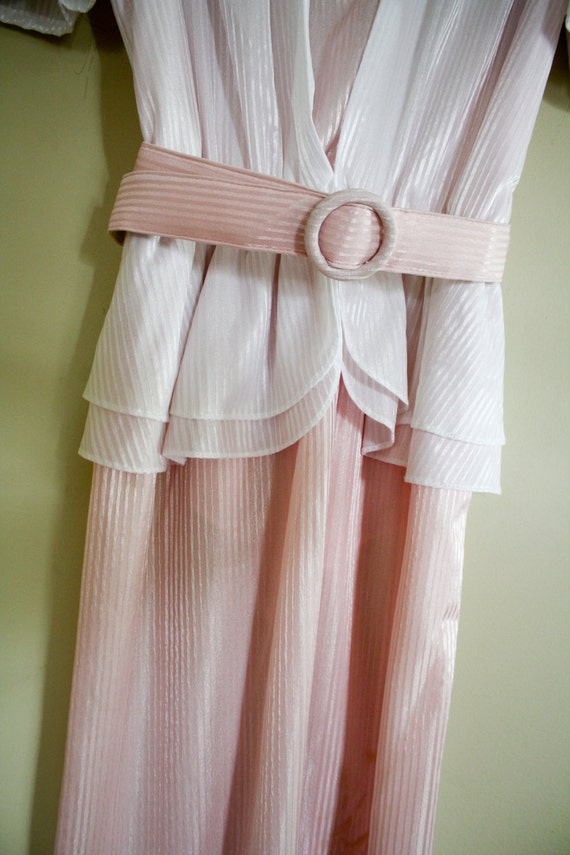 Vintage 1980s Dress Pastel Pink and White Pea Pat… - image 2