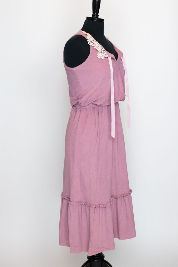 Vintage Pink Prairie Dress Act 1 New York 70s Lac… - image 3